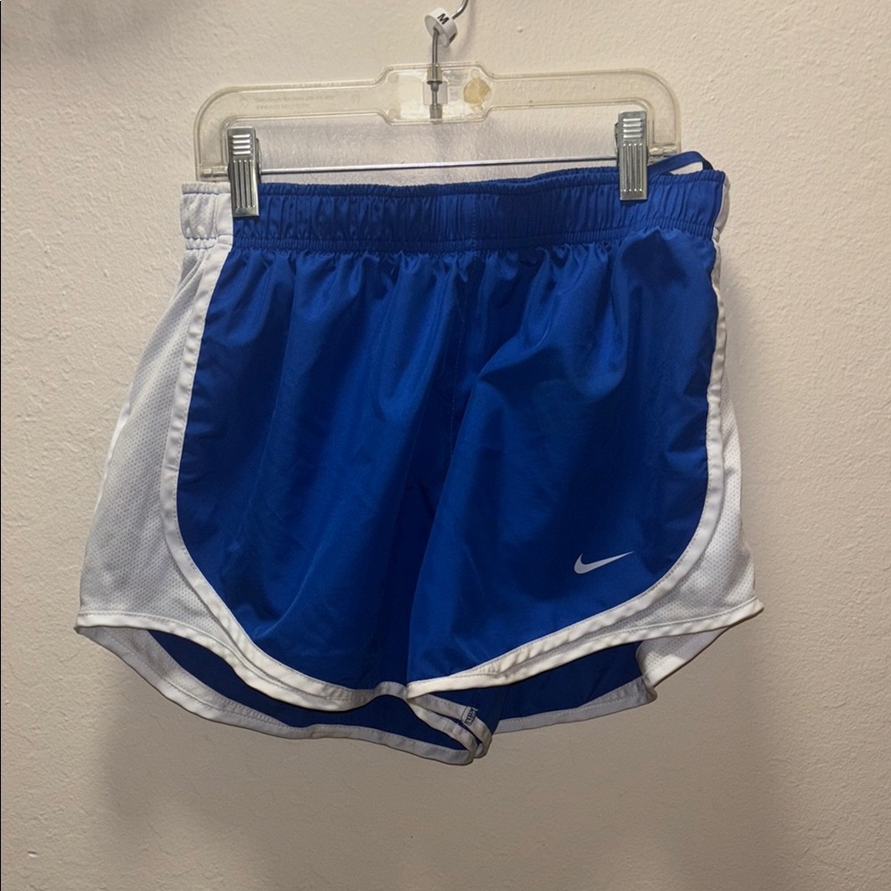 Nike Blue and White Athletic Shorts with Elastic Waistband